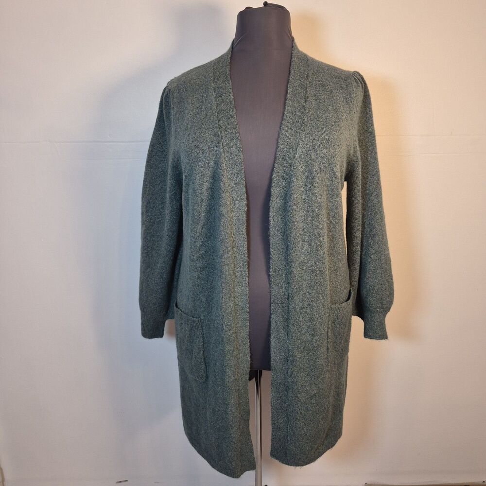 Max Studio Womens Duster Cardigan Size XL Heather Jade Open Front Patch Pockets